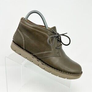 Clarks Artisan Unstructured Light Brown Leather Lace Up Flat Ankle Boots Size 7